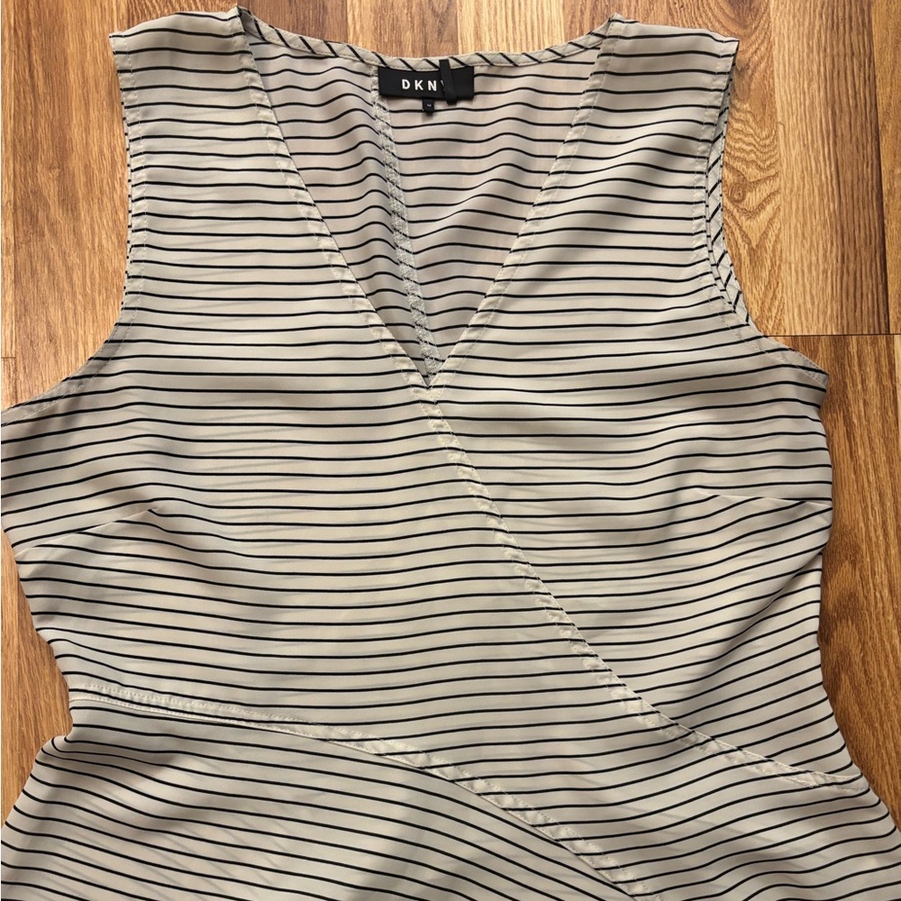 DKNY Black and White Striped Blouse